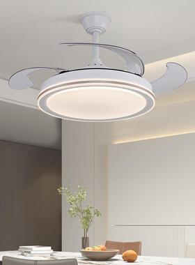 语音控制42寸LED吊扇灯 餐厅客厅现代简约遥控隐形扇叶白色风扇灯