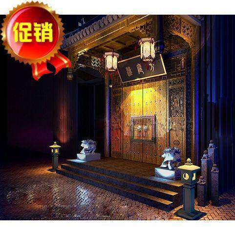 东阳木雕中式仿古屋檐装饰假门头实木复古门窗花格牌匾