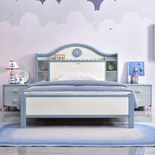 儿童床男孩1.2米现代简约美式全实木床1.35m青少年1.5单人储物床