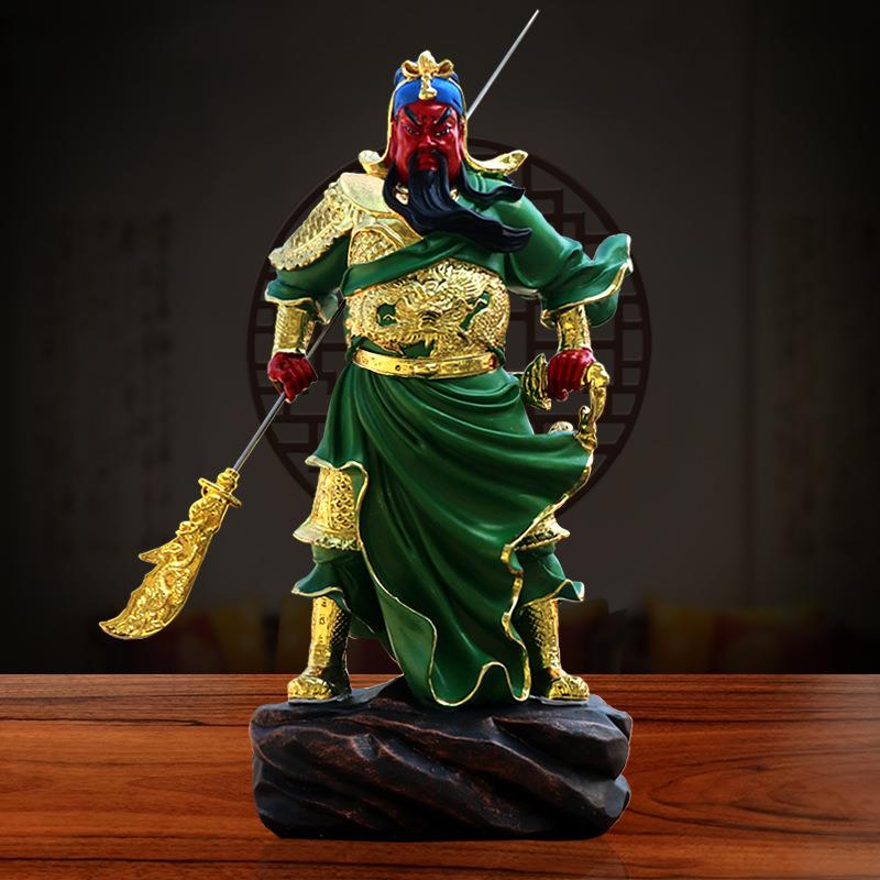 关公神像招财供奉居家工艺品摆件关羽关二爷武财神正气绿袍关公像