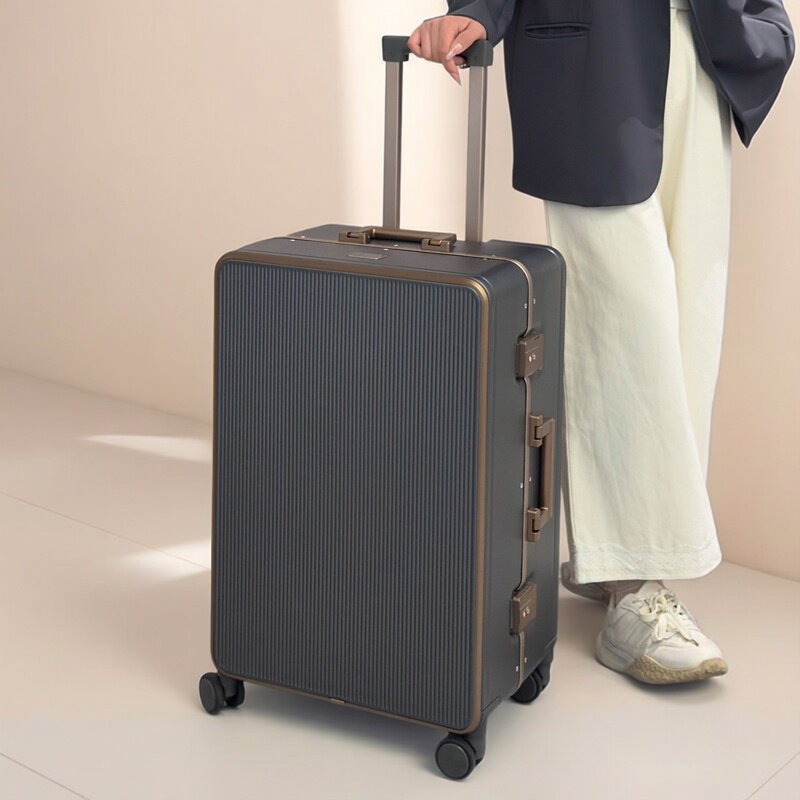 旅行行李箱铝框高颜值抗摔拉杆箱可坐人20寸登机箱静音学生旅行箱