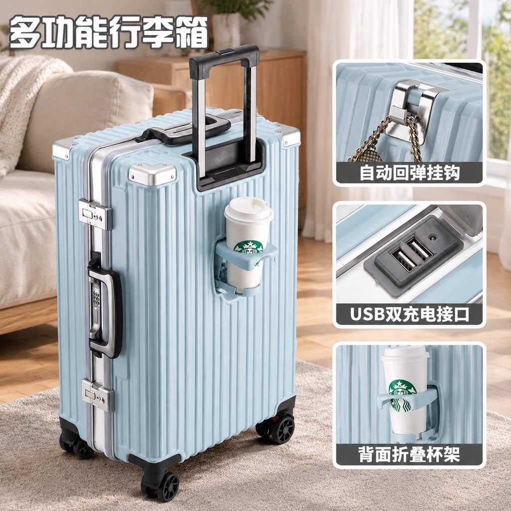 行李箱24寸铝框杯架款2026新款