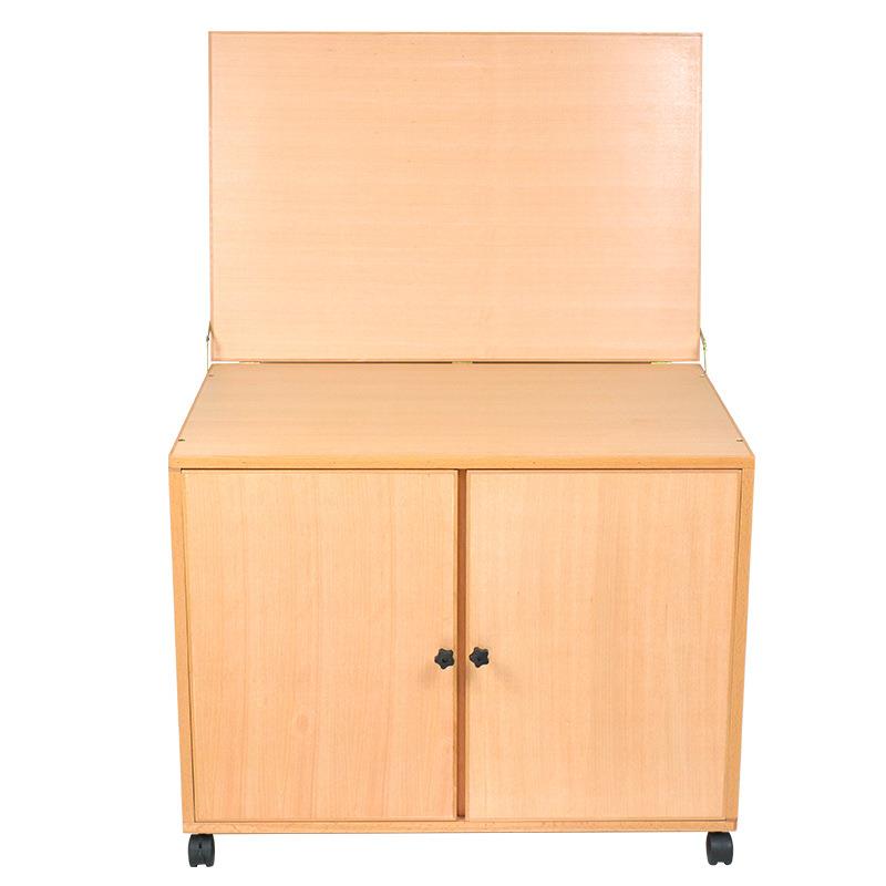 红榉木带柜子物静台术写生美台木质静台物石膏蜡果静物带滑轮桌子
