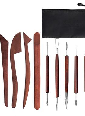 陶艺工具21修件装石套塑粘TJO土雕刻刀陶泥打孔器坯扁丝细节针