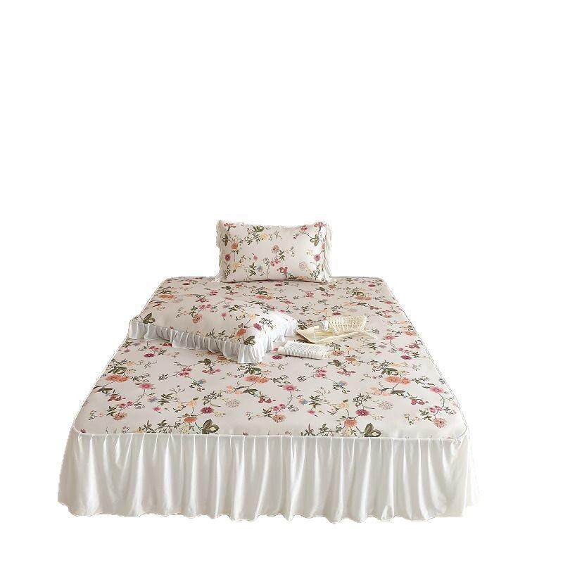 SWSW2025式床裙款数码印凉花冰法丝三席件套凉感透气不粘身空调软,床上用品,冰丝席,淘宝优惠券,粉丝福利购,淘宝优惠卷