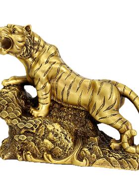 纯铜虎上10209302山摆件十二生肖啸山河摆办公室收银虎台金属工艺