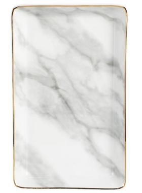 酒长UOB店方形大理石纹香拖盘薰陶瓷金描餐盘首饰盘玄关钥匙收纳