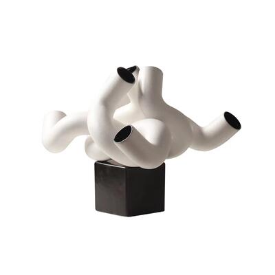 现代软简约几何陶花瓶家居样板间售象楼处抽ILC花器装雕瓷塑饰品