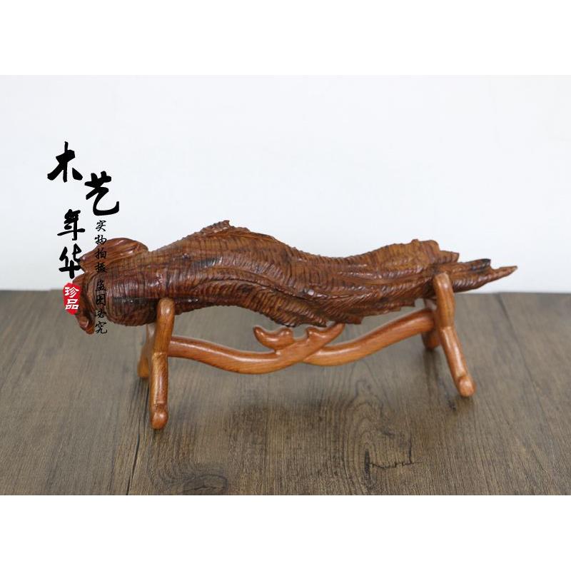 红木酸枝木象牙架如意架摆件 牛角托架子底座 红木实木雕工艺品