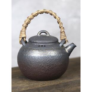围炉煮茶壶粗陶干烧提梁壶陶瓷陶壶明火加热电陶炉炭火家用泡茶器
