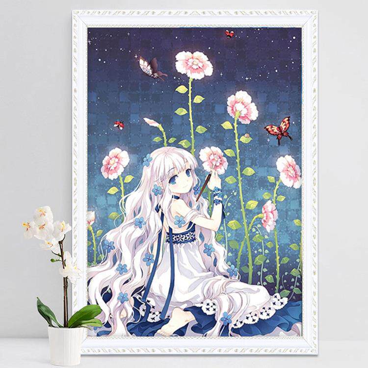 卡通动漫钻石画2025新款5d贴钻十字绣女孩花仙子可爱儿童卧室满钻
