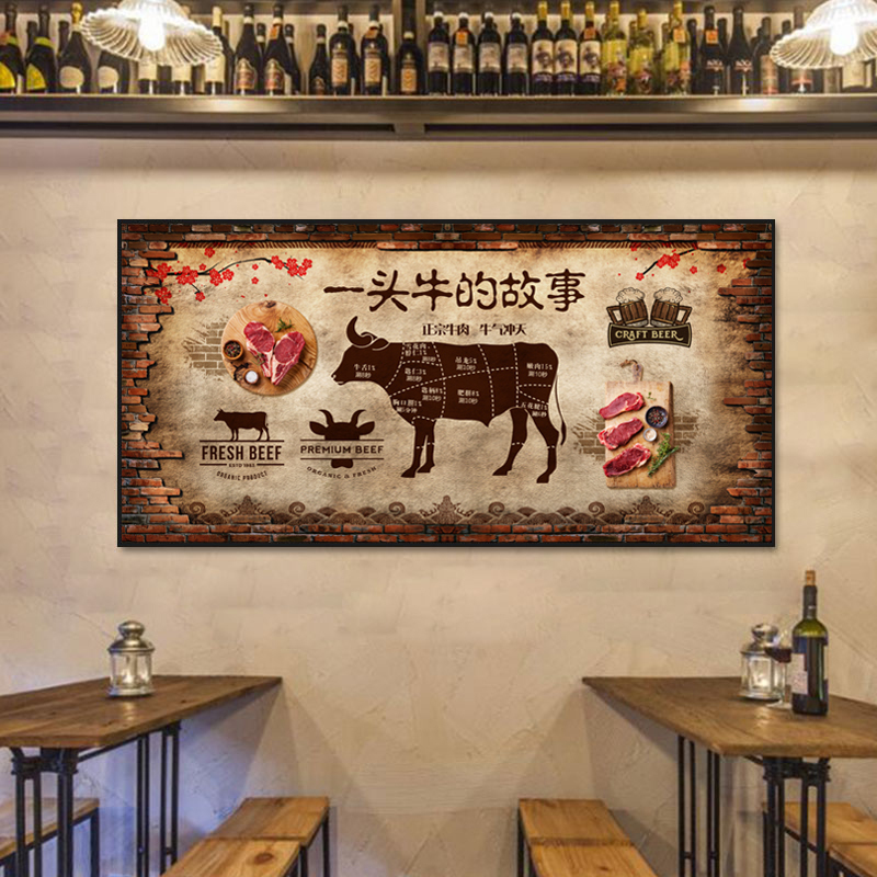 餐厅挂画创意饭店墙面装饰面馆墙壁画餐饮店餐馆牛肉火锅店装饰画图片