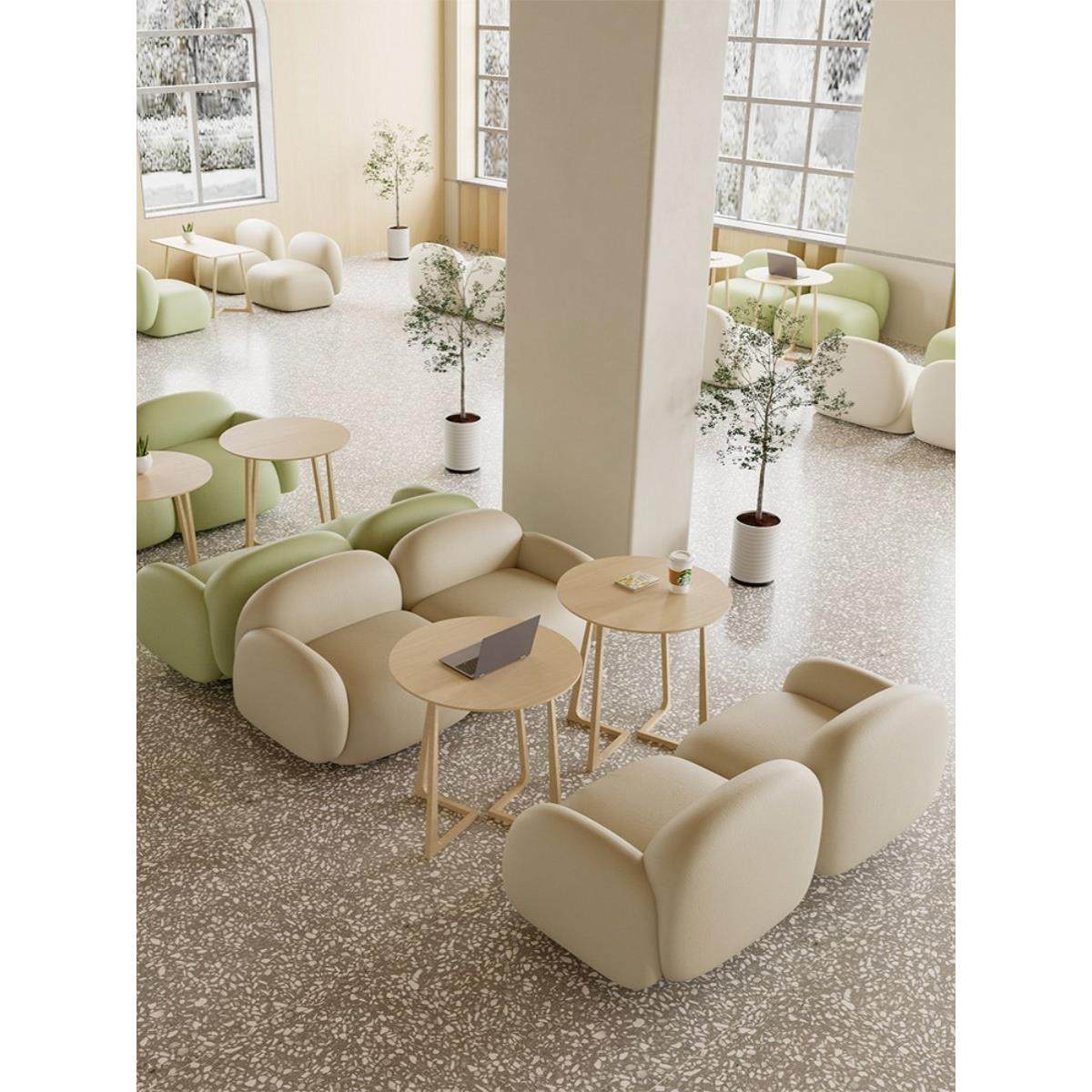 奶茶店桌椅组合美容院沙发咖啡厅酒吧卡座休闲区接待双人餐饮座椅