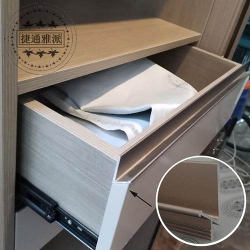 加厚款厨衣柜门隐形封边拉手银黑灰玫瑰金铝合金55度V型斜边拉手