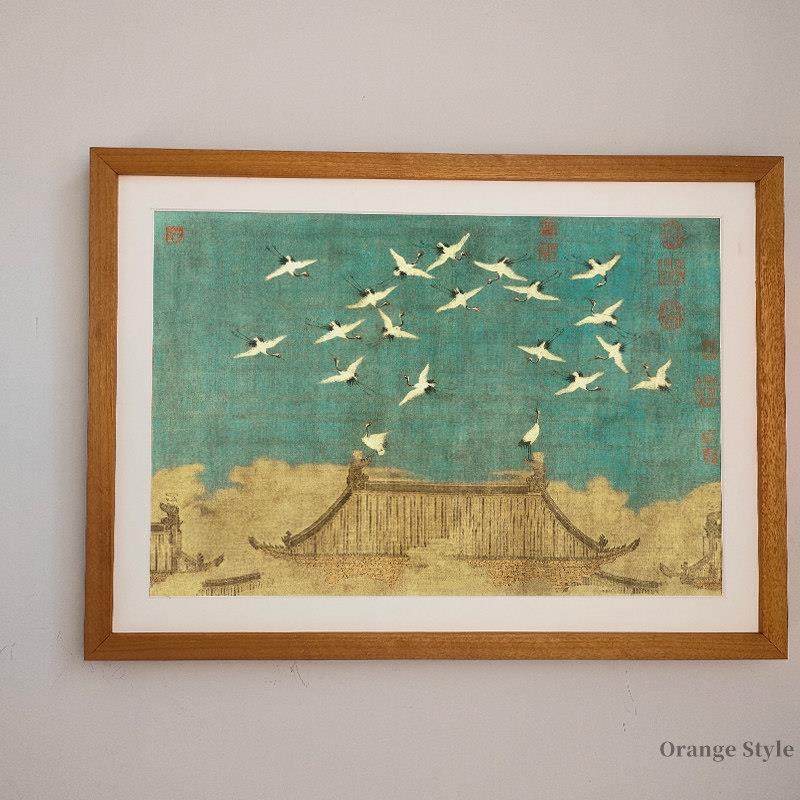 橙色风格瑞河画宋徽宗赵吉新中国风文艺覆古挂画客厅卧室入口装饰,家居饰品,国画,淘宝优惠券,粉丝福利购,淘宝优惠卷