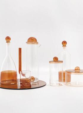 一匚 现代样板间玻璃水杯摆件 售楼处茶几轻奢简约装饰艺术品摆设