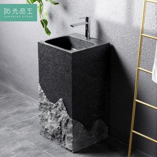 阳光品玉整石立柱盆 家用阳台石材水槽 户外庭院落地式 轻奢洗手台