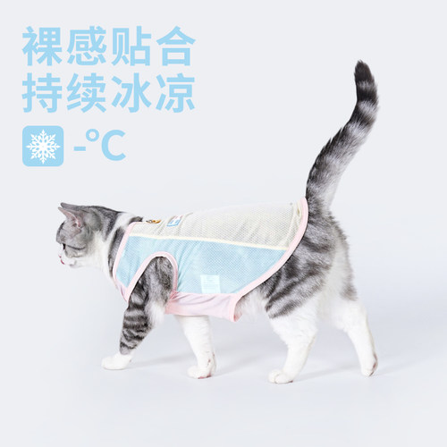 夏季猫衣服薄款防掉毛可牵引外出防晒凉感背心幼猫小猫宠物凉凉衣