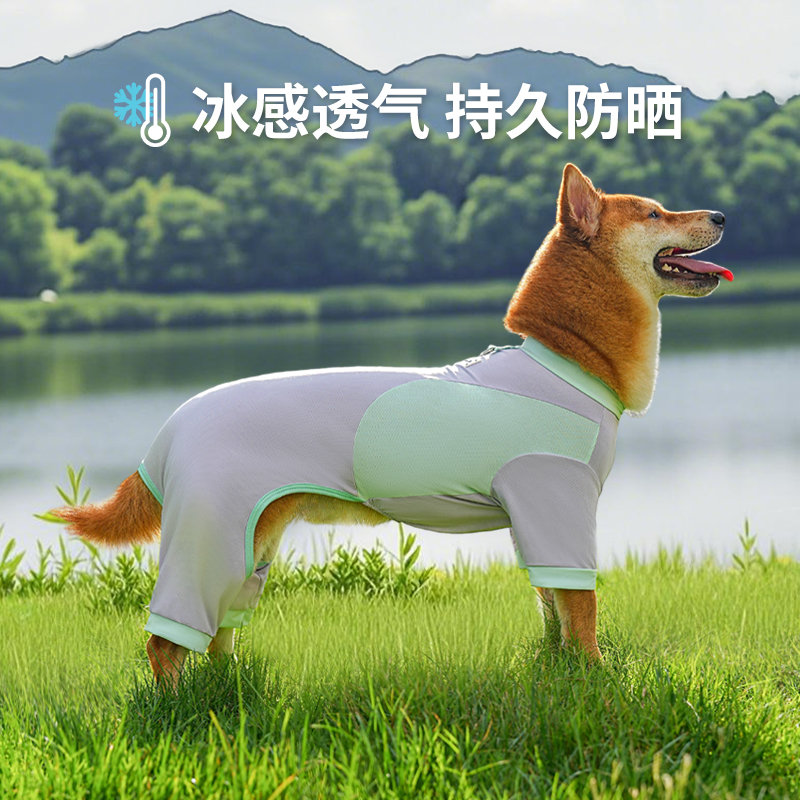 狗衣服夏季薄款凉感冰丝四角网眼衣中小型犬可牵引比熊柴犬防掉毛