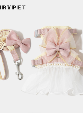 猫咪牵引绳外出防挣脱专用遛猫胸背小型犬遛狗绳蝴蝶结宠物服饰