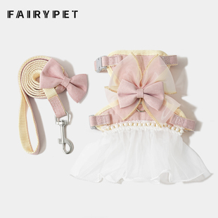 猫咪牵引绳外出防挣脱专用遛猫胸背小型犬遛狗绳蝴蝶结宠物服饰