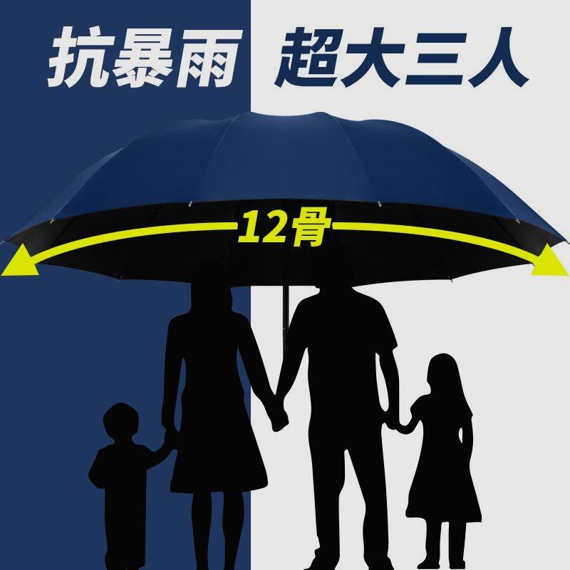 加大雨伞男士高档双人三人大号折叠雨伞女商务伞三折晴雨超大号伞-封面