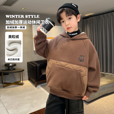 儿童装男童秋冬款加绒卫衣2025