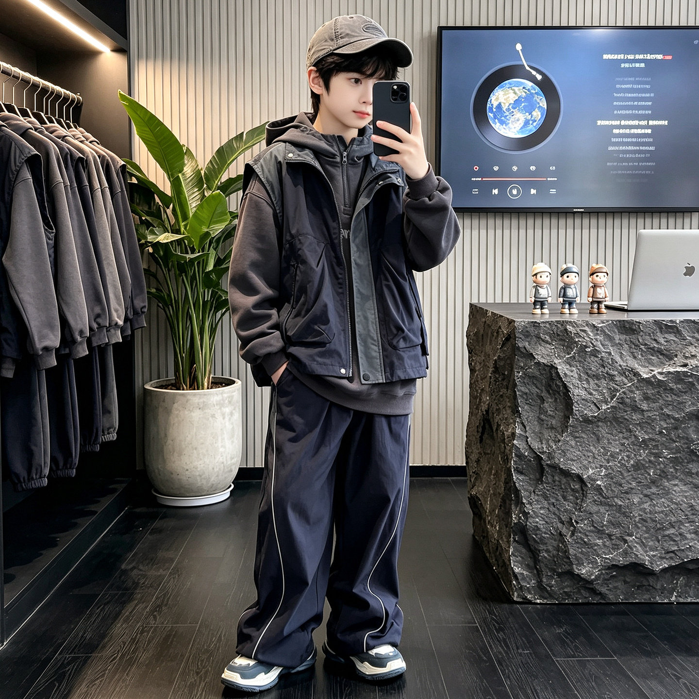 男童套装2026秋季儿童秋装马甲三件套中大童痞帅休闲男孩洋气潮酷
