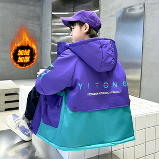 儿童装男童冬装加厚外套2025新款洋气中大童冬季帅气时髦加绒外套
