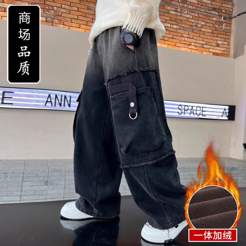 男童加绒牛仔裤冬季2025新款大儿童秋冬一体绒裤子加厚工装长裤潮,童装/婴儿装/亲子装,儿童牛仔裤,淘宝优惠券,粉丝福利购,淘宝优惠卷