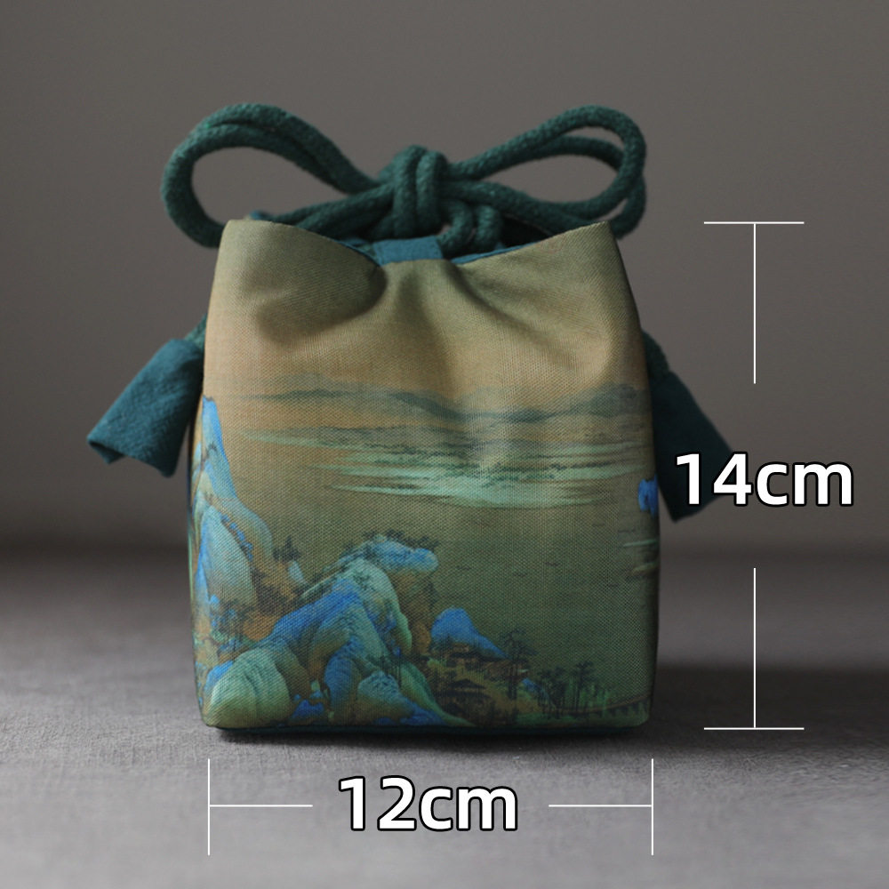 户外便携茶具收纳旅行包加厚棉布布袋茶叶罐茶壶茶杯一壶四杯布包