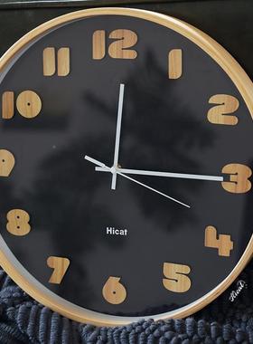 17278绿色挂钟家简用客厅日式约实立体度轻静音刻奢挂墙时钟莫兰