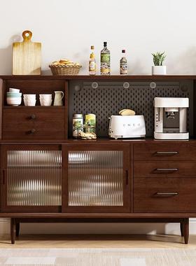 多功能实木水餐250206边柜一体茶靠柜墙家用客厅柜子储物厨房碗柜