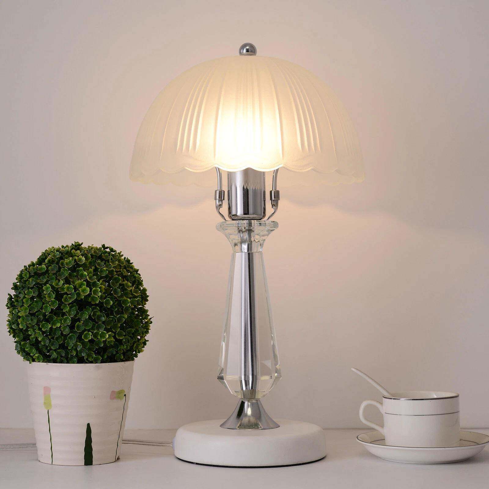 复古玻璃罩水晶钟灯欧式形灯罩卧室床头装饰77674灯家摆居件台灯