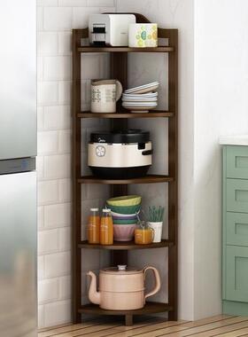 三角落地转角书架浴缝隙直角柜实木55572架楠客厅竹墙角落边室置