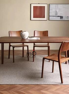 中古风北黑FY1985-5美胡桃餐全实木长方形家用原木桌榫卯吃饭桌书