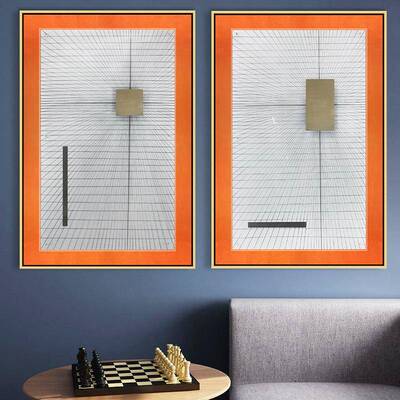 玄关卧室13980头床客厅别墅过床道双联组合挂画装饰画沙发背壁画