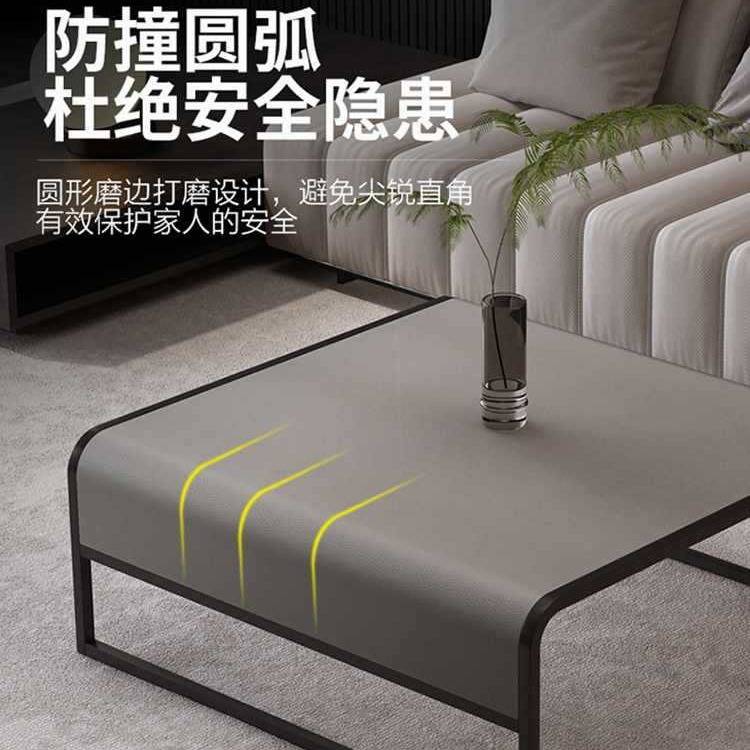 现代轻奢小茶几极简小户型可伸缩橙色皮面客厅家用2023新款意式茶