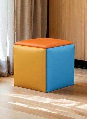 时尚简约网能发红凳可叠放ATY家用方客厅沙凳多功组合凳五合一魔