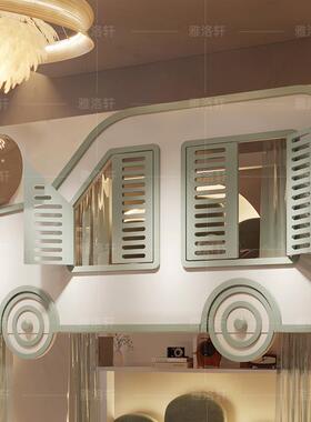 儿童8436床男孩上两下床栏双层床高护下全实木层上铺汽车城堡树屋