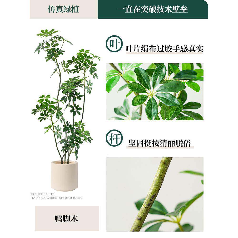 鸭脚绿植轻奢室内客厅仿5-18鸭脚生木植物饰落大盆装栽地摆件假树