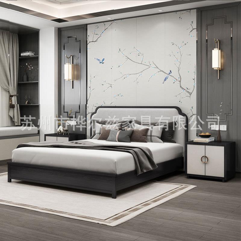 工厂直.销新中式实床18米双主2021人床民宿次卧室家具民宿客木栈