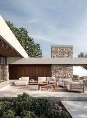 户店外沙发庭院酒PIM室内别墅休闲防水民宿室外实花园露台木藤编