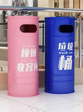 爆款复古工业风圾铁油桶户筒外超大号创意个网性红高OLX颜垃值箱