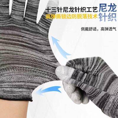 P涂指手薄RSN款透气尼龙耐磨防套滑工作电手指带胶男女劳保防U静