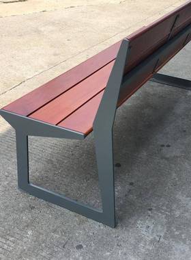 现代简长15691约户外防腐木公园椅室外坐排椅椅商业街休闲不锈钢