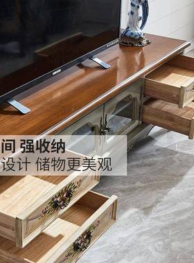 美式电视柜实木F7MTTT7T几组套合装主卧茶地储物简约百搭乡村柜客