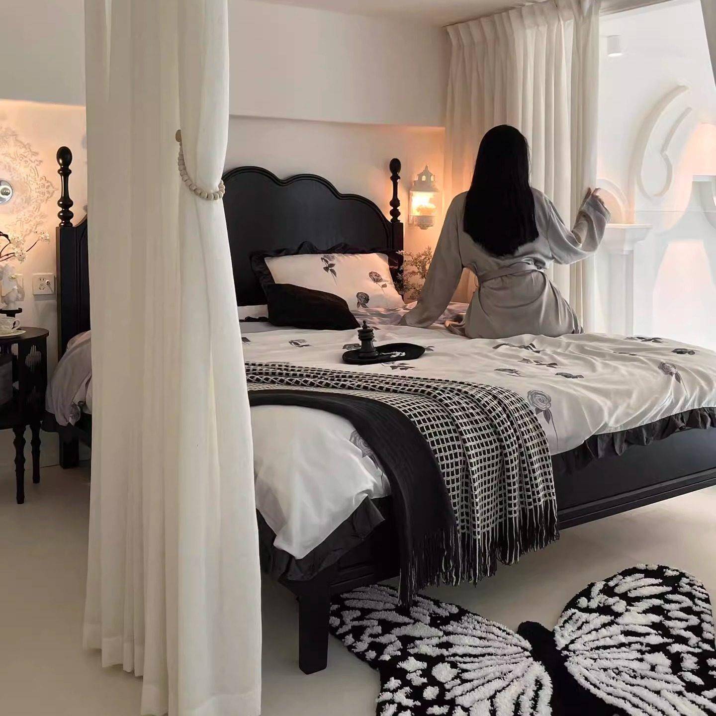 .法式全实木床1中.8m主卧双大床15m古风简调人美式现代2289硬靠复