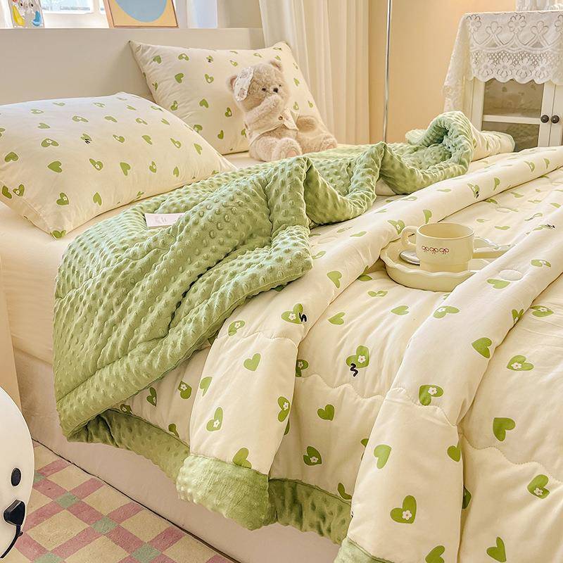 四季通用A类全绒棉春豆豆大豆被儿童夏被单双冬人秋被加厚ROS保暖