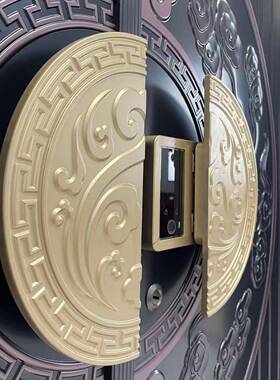 中式拉仿手装古铜贴片木材箱子FB-35铜祥饰底片云铜贴片圆形古典